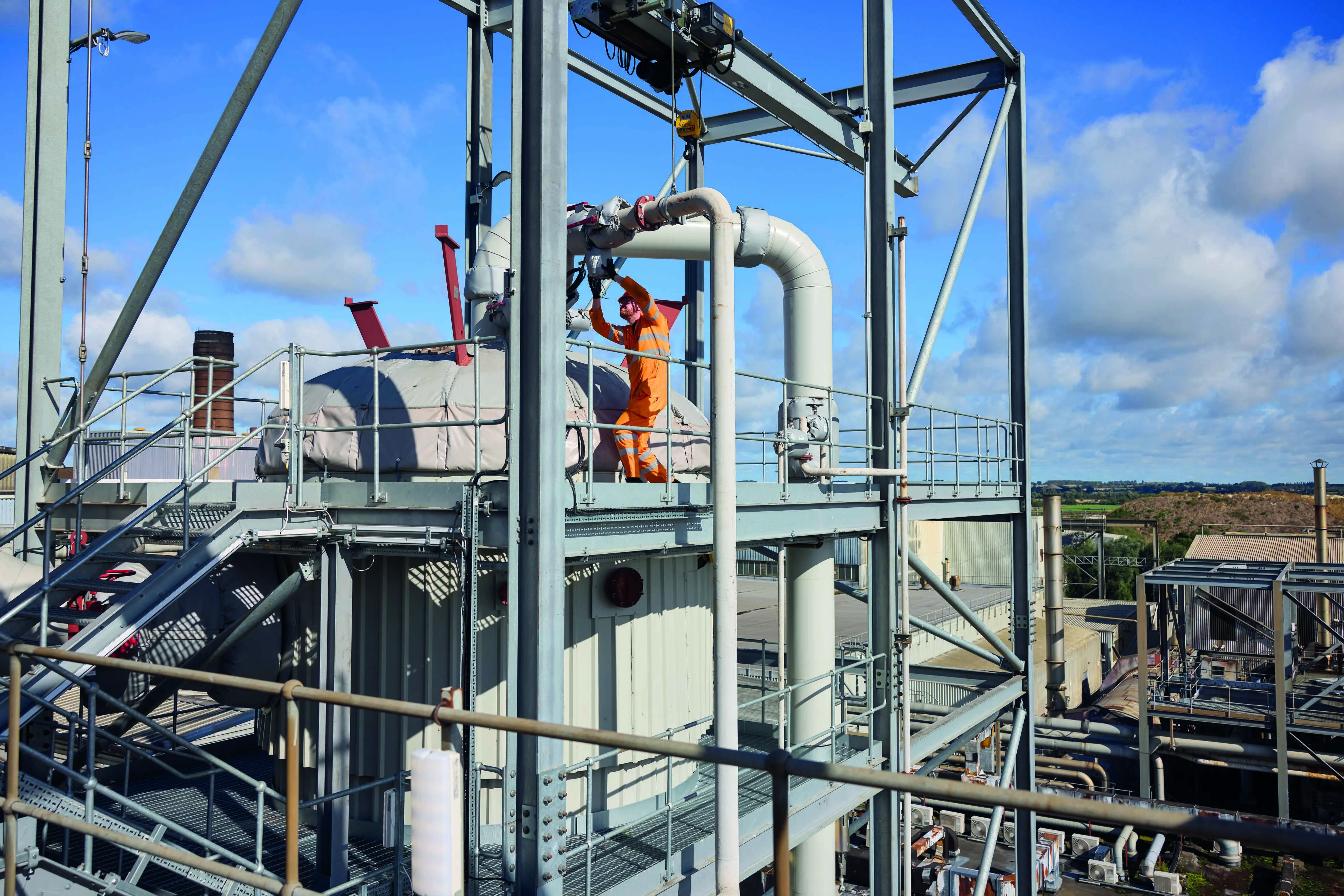 A British Sugar engineer inspecting an evaporator at our factory in Wissington, UK