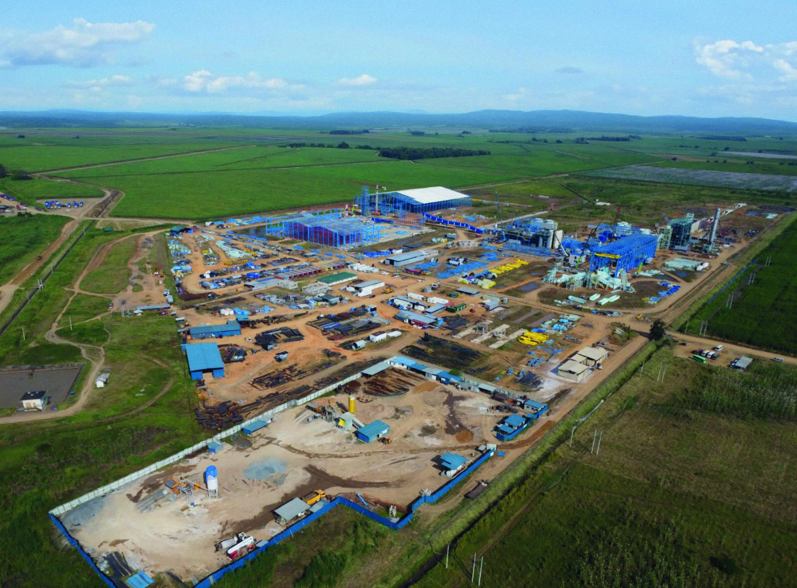 The K4 sugar factory and warehouse under construction at Kilombero in Tanzania