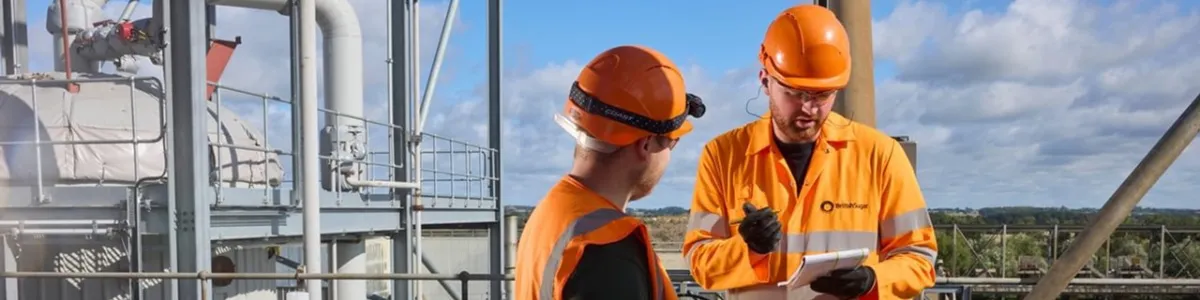 British Sugar engineers inspecting an evaporator at our factory in Wissington, UK.