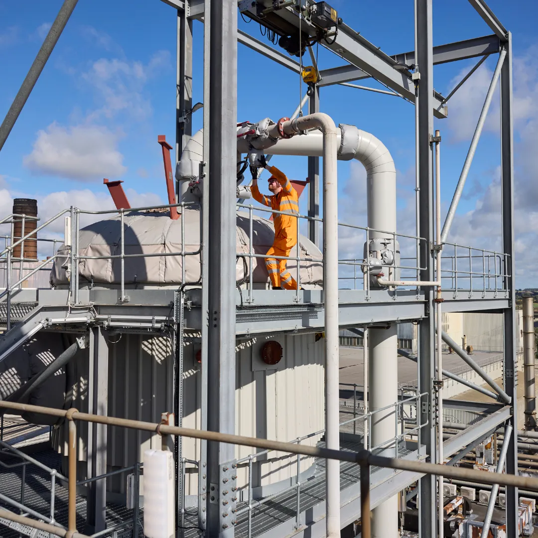 A British Sugar engineer inspecting an evaporator at our factory in Wissington, UK