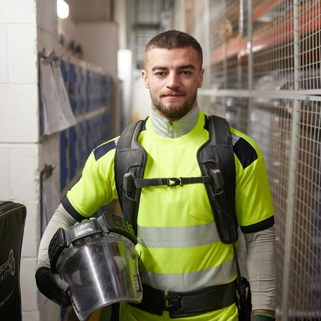 A production operative at Premier Nutrition, Fradley, UK