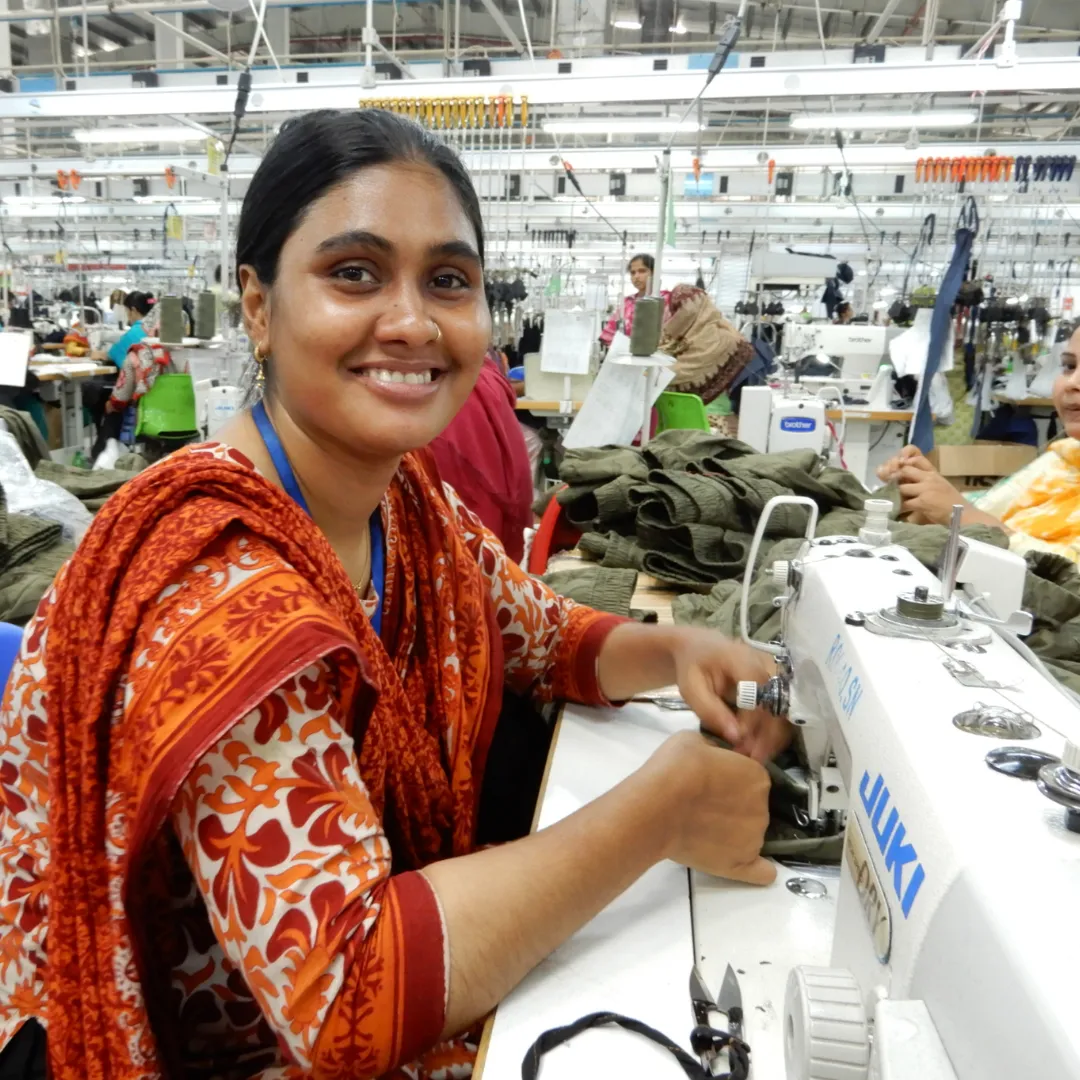 A trainee operator in the Sudokkho programme at a Primark supplier factory in Dhaka, Bangladesh