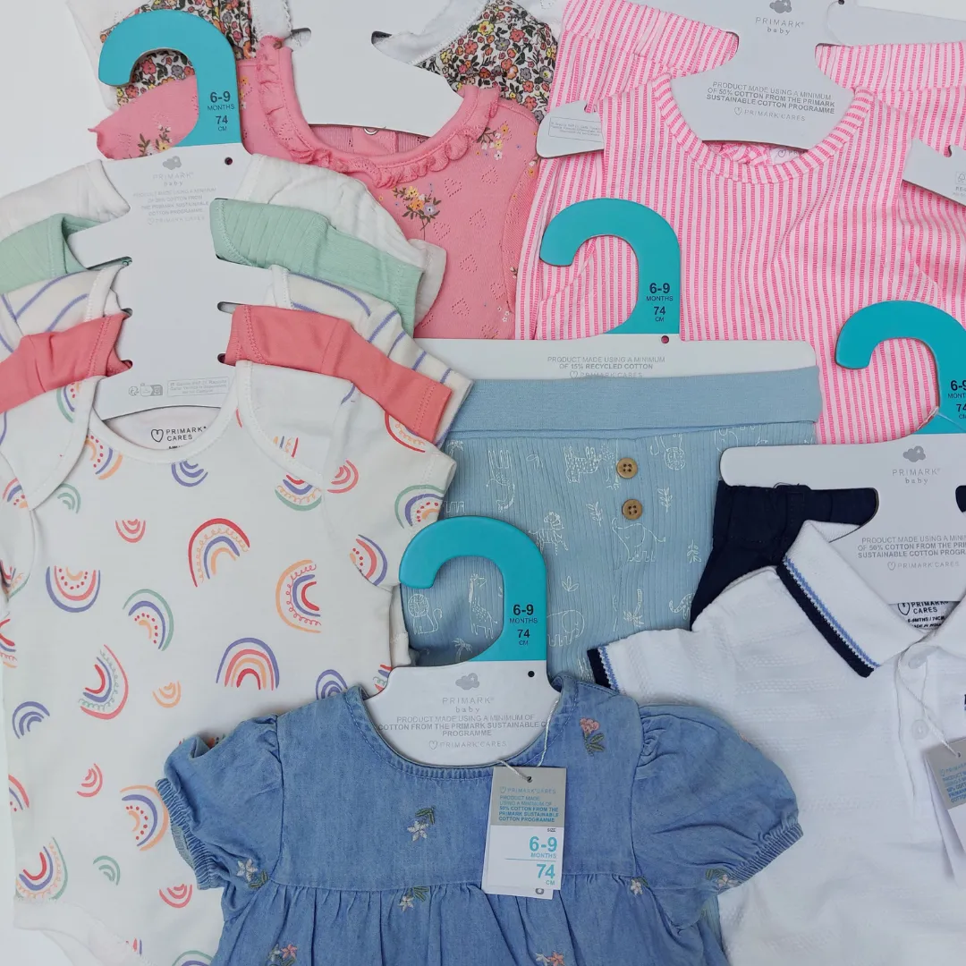 Cardboard hangers on Primark's babywear range