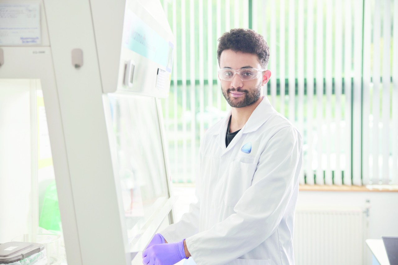 An AB Vista lab technician at our technology and innovation centre in Wales
