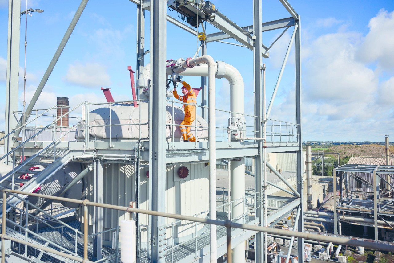 A British Sugar engineer inspecting an evaporator at our factory in Wissington, UK