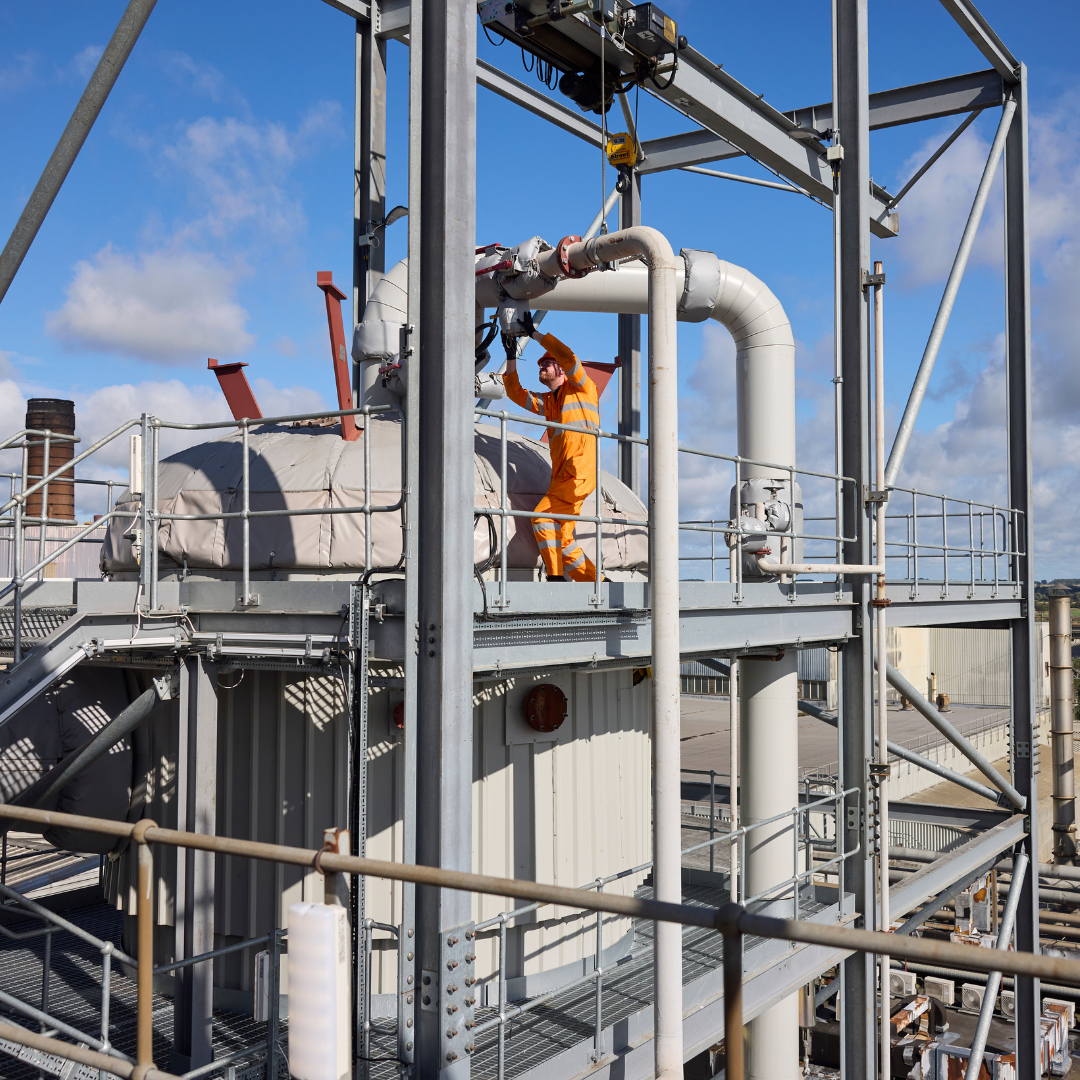 A British Sugar engineer inspecting an evaporator at our factory in Wissington, UK