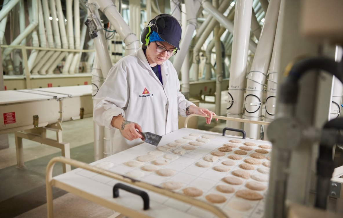 Quality assurance inspection, Allied Mills, Manchester, UK