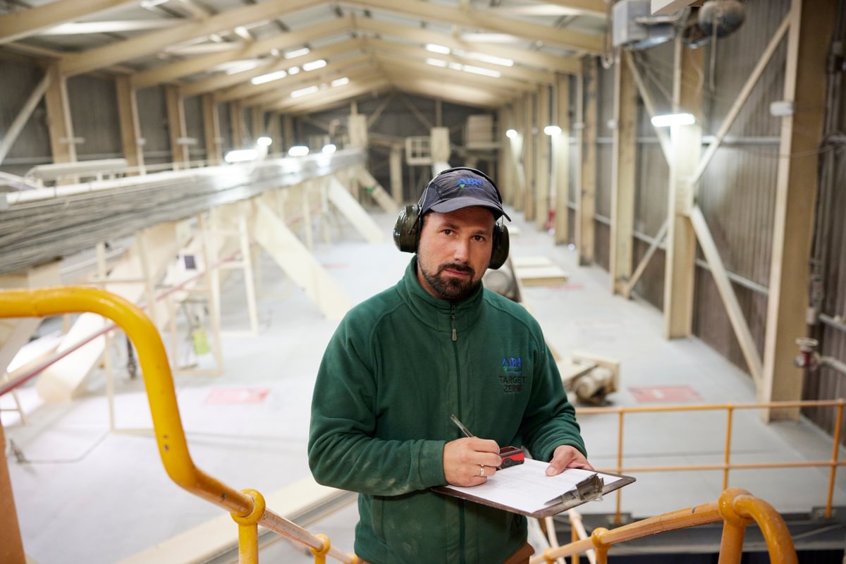 A feed mill operator at ABN in Enstone, UK