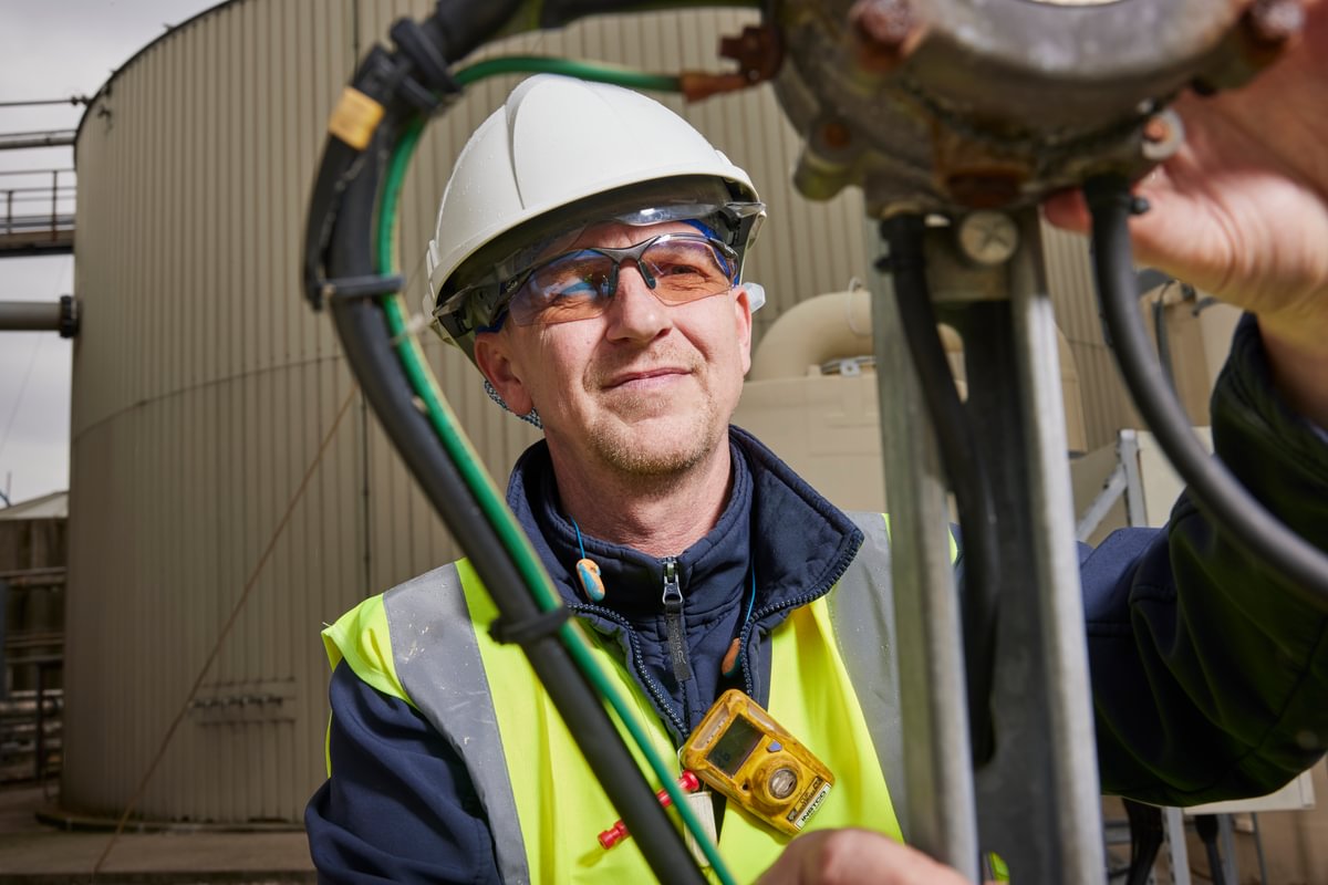 Team leader performing a routine inspection at AB Mauri's plant in Hull, UK