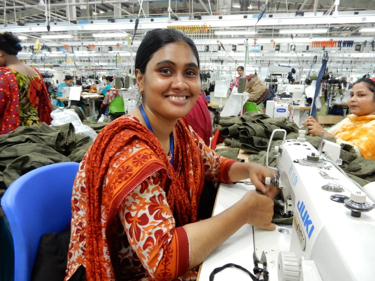 A trainee operator in the Sudokkho programme at a Primark supplier factory in Dhaka, Bangladesh