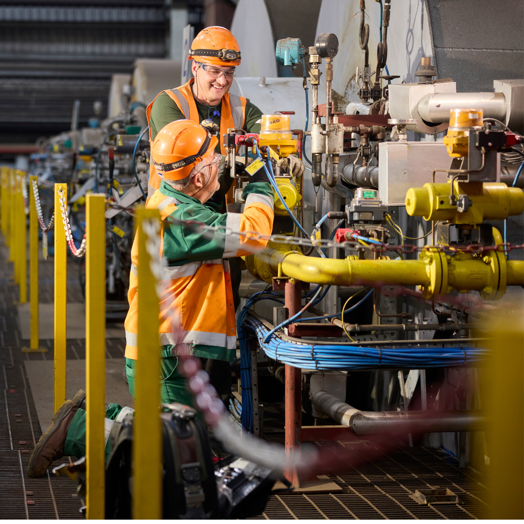 British Sugar engineers with the boilers for the animal feed dryers at our factory in Wissington, UK. 